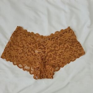 Victoria's Secret Rust Orange Floral Lace Boyshort